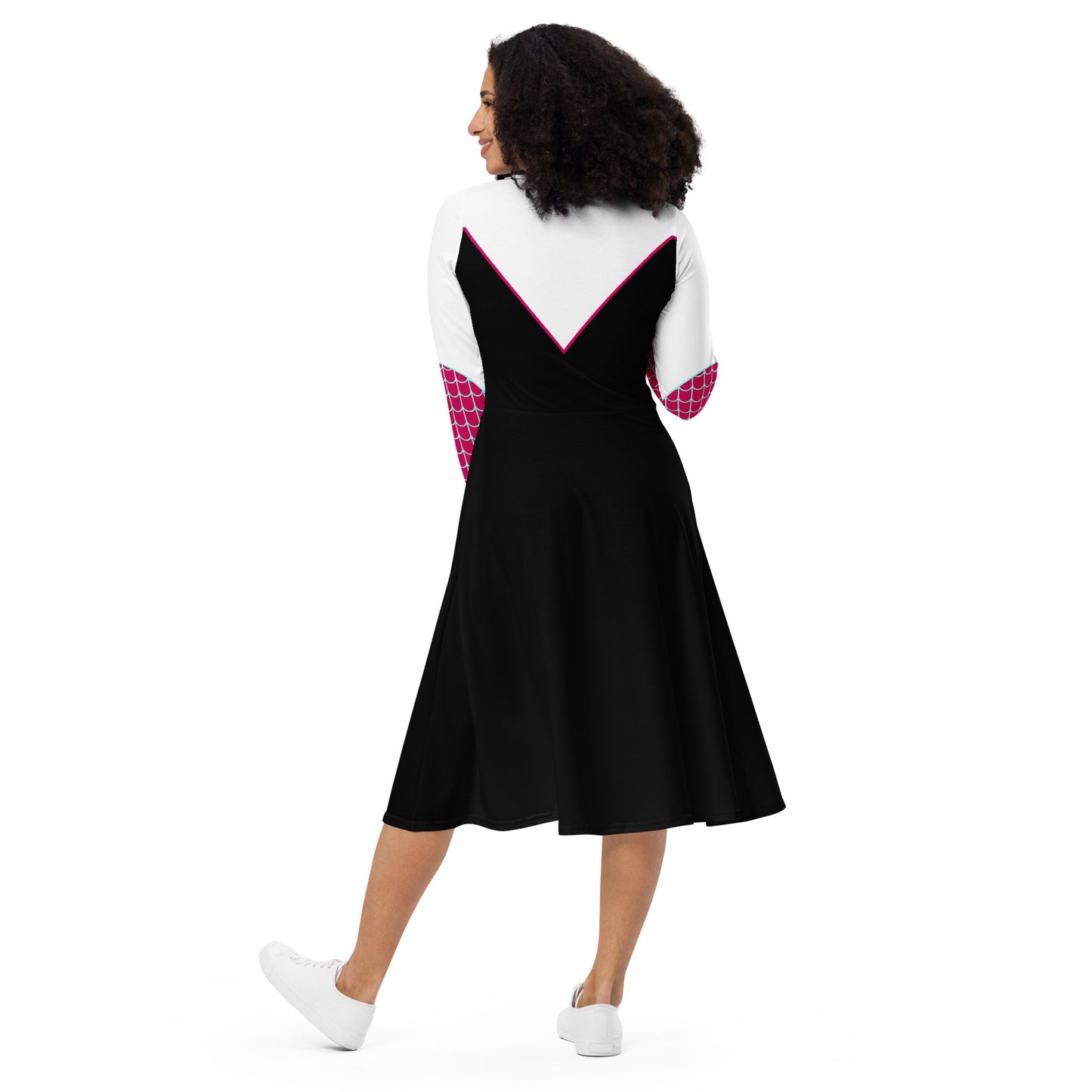 Spider-Gwen Costume Long Sleeve Midi Dress