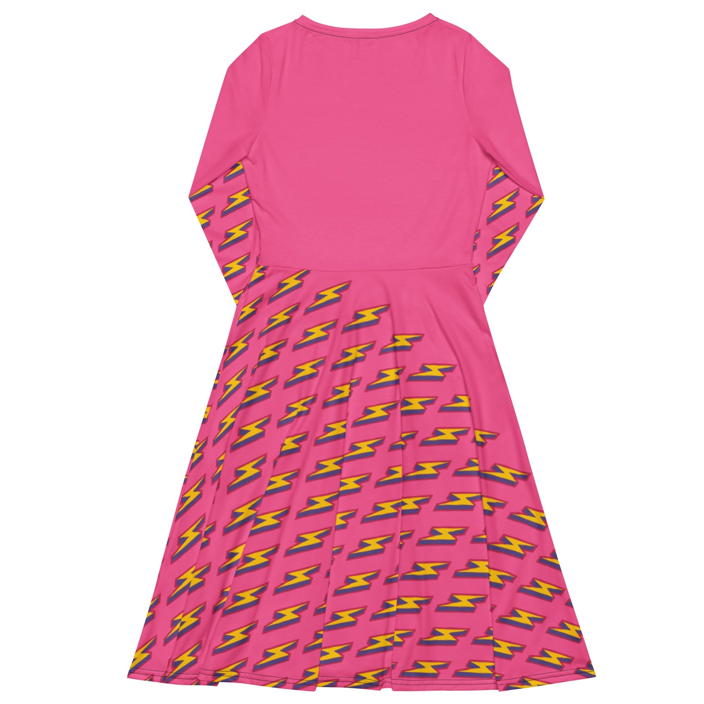 Intergalactic Lightning Bolt (Pink) Long Sleeve Midi Dress
