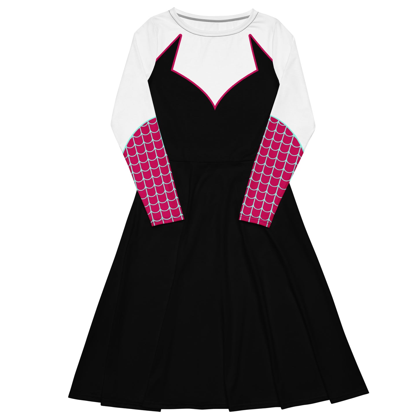 Spider-Gwen Costume Long Sleeve Midi Dress