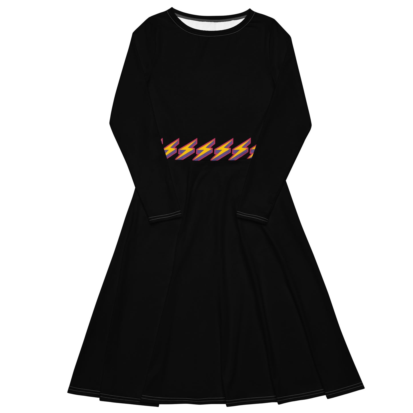 Intergalactic Lightning Bolt Long Sleeve Midi Dress