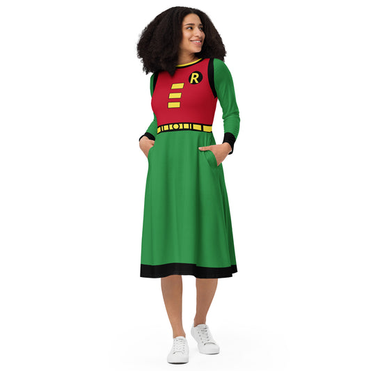 Robin Costume Long Sleeve Midi Dress