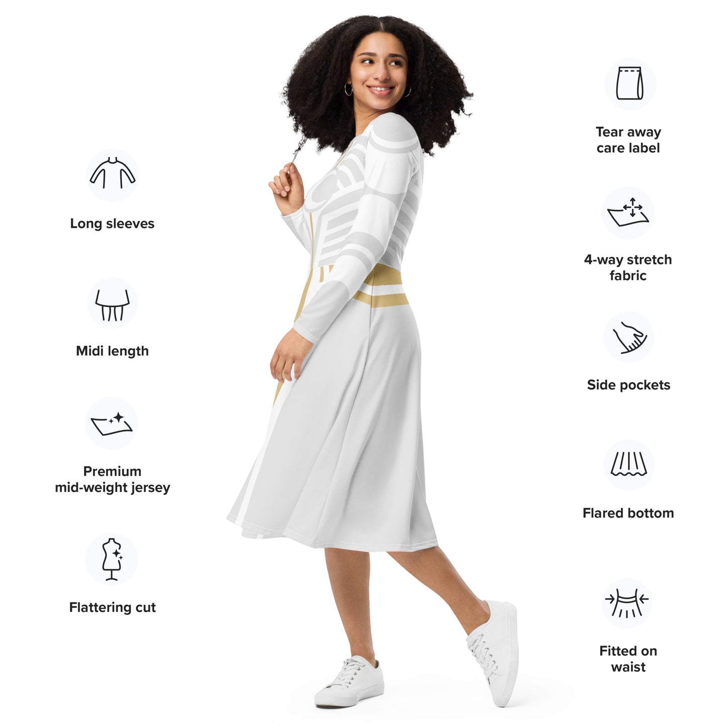 Moon Knight Costume Long Sleeve Midi Dress