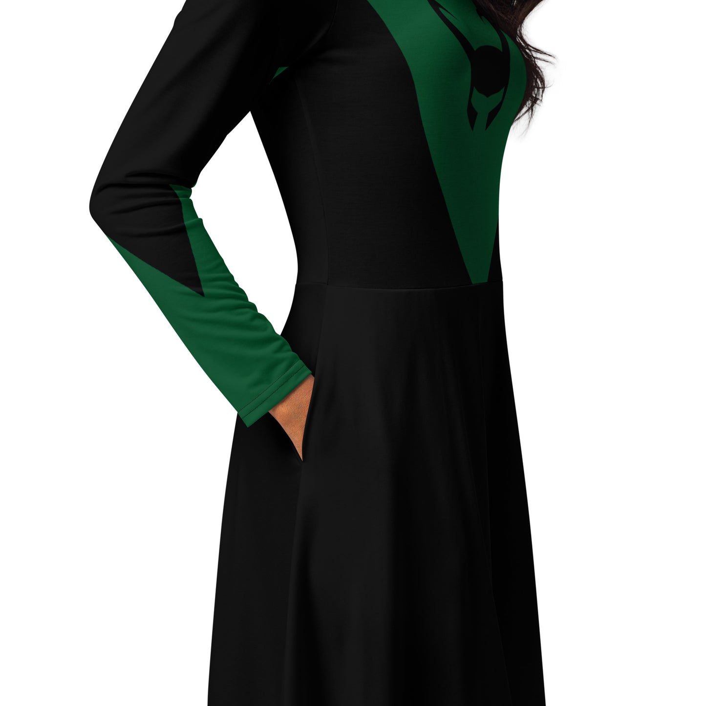 Loki Helmet Long Sleeve Midi Dress