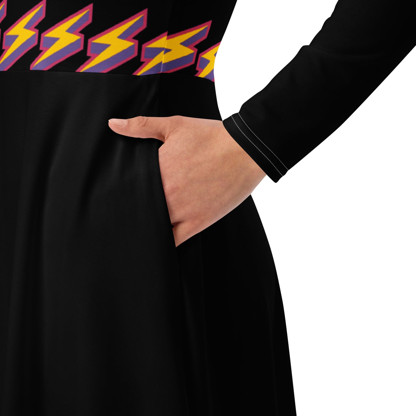 Intergalactic Lightning Bolt Long Sleeve Midi Dress
