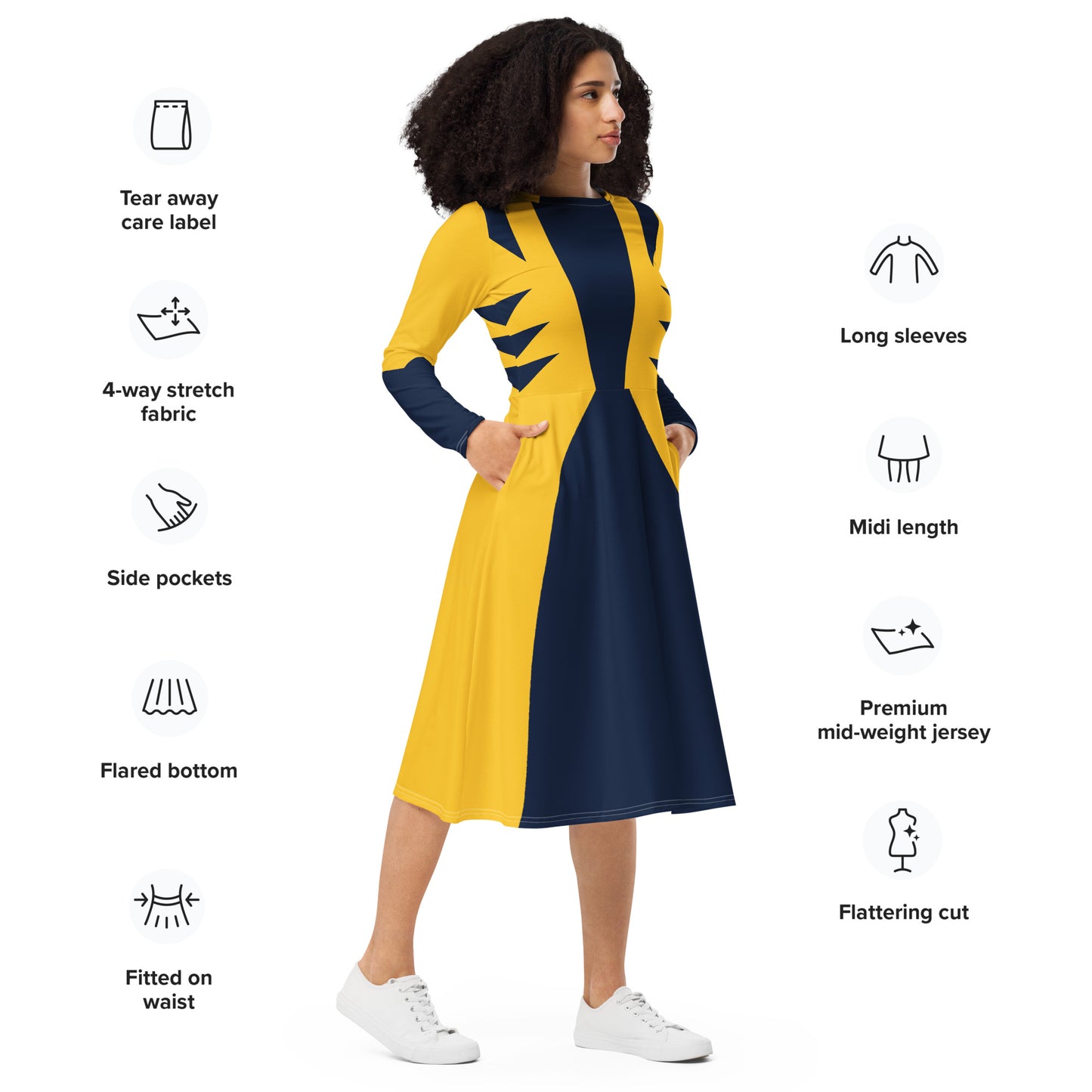 Wolverine Costume (Two) Long Sleeve Midi Dress