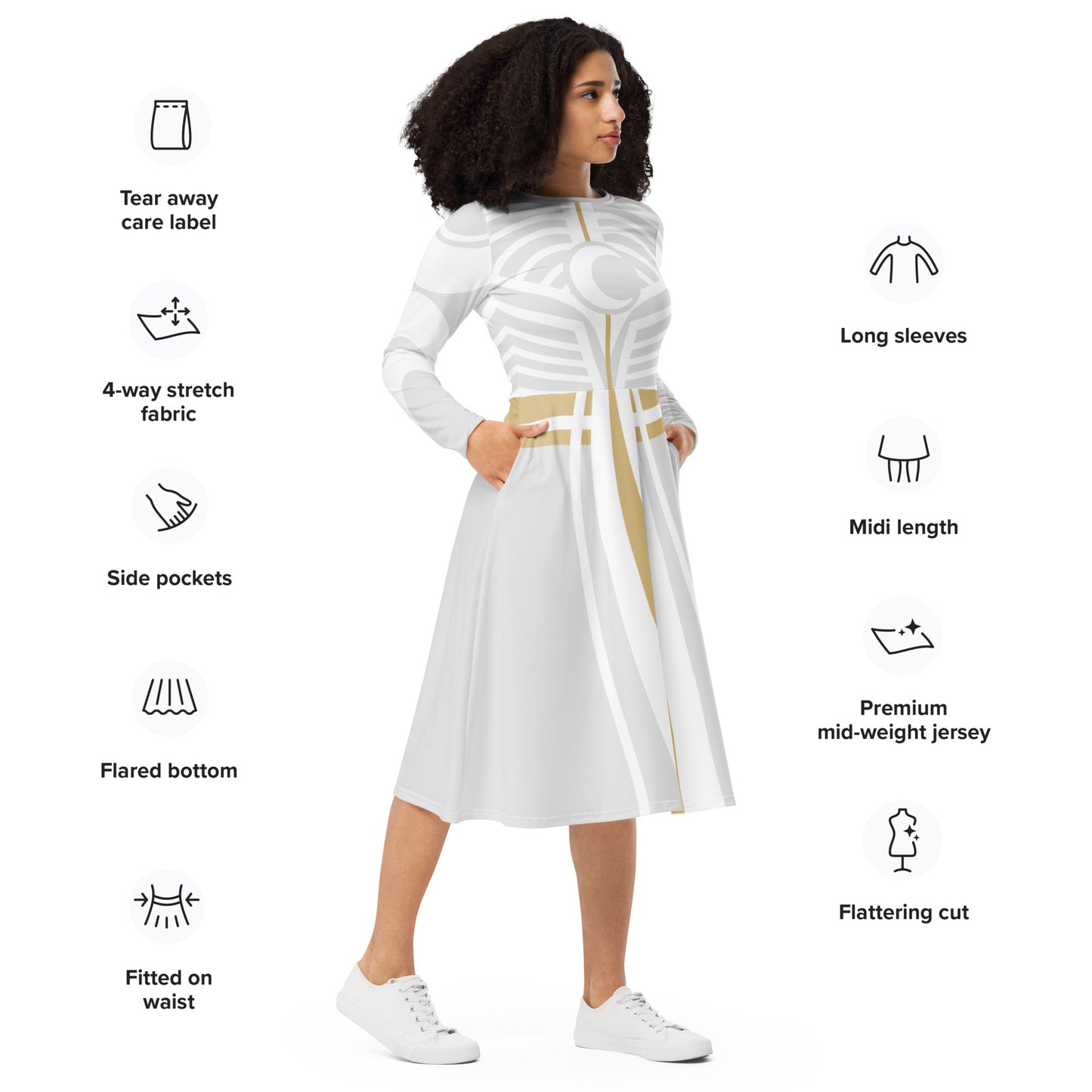 Moon Knight Costume Long Sleeve Midi Dress