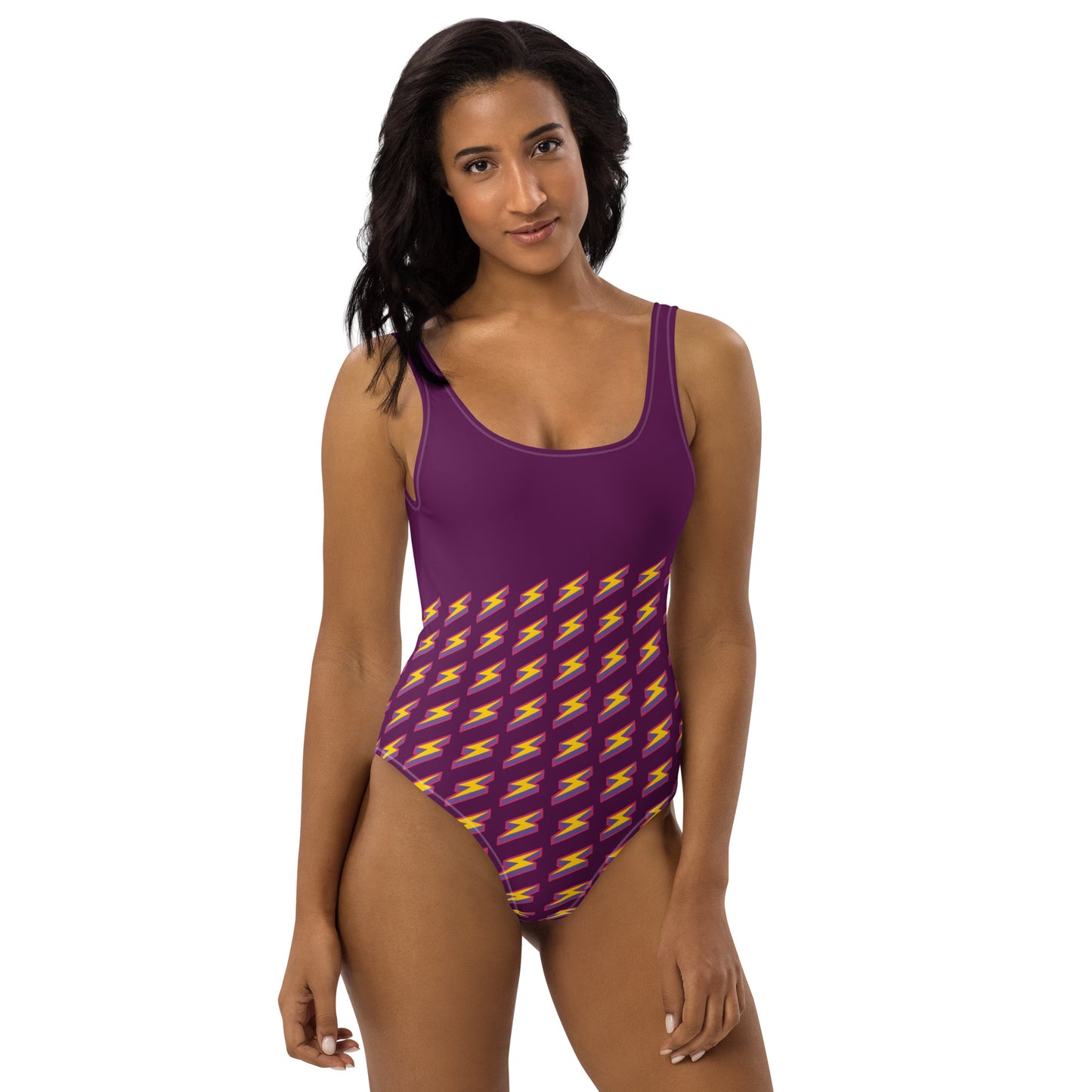 Intergalactic Lightning Bolt One-Piece Swimsuit (Purple)