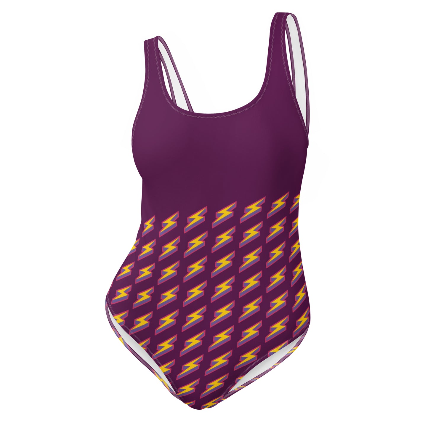 Intergalactic Lightning Bolt One-Piece Swimsuit (Purple)