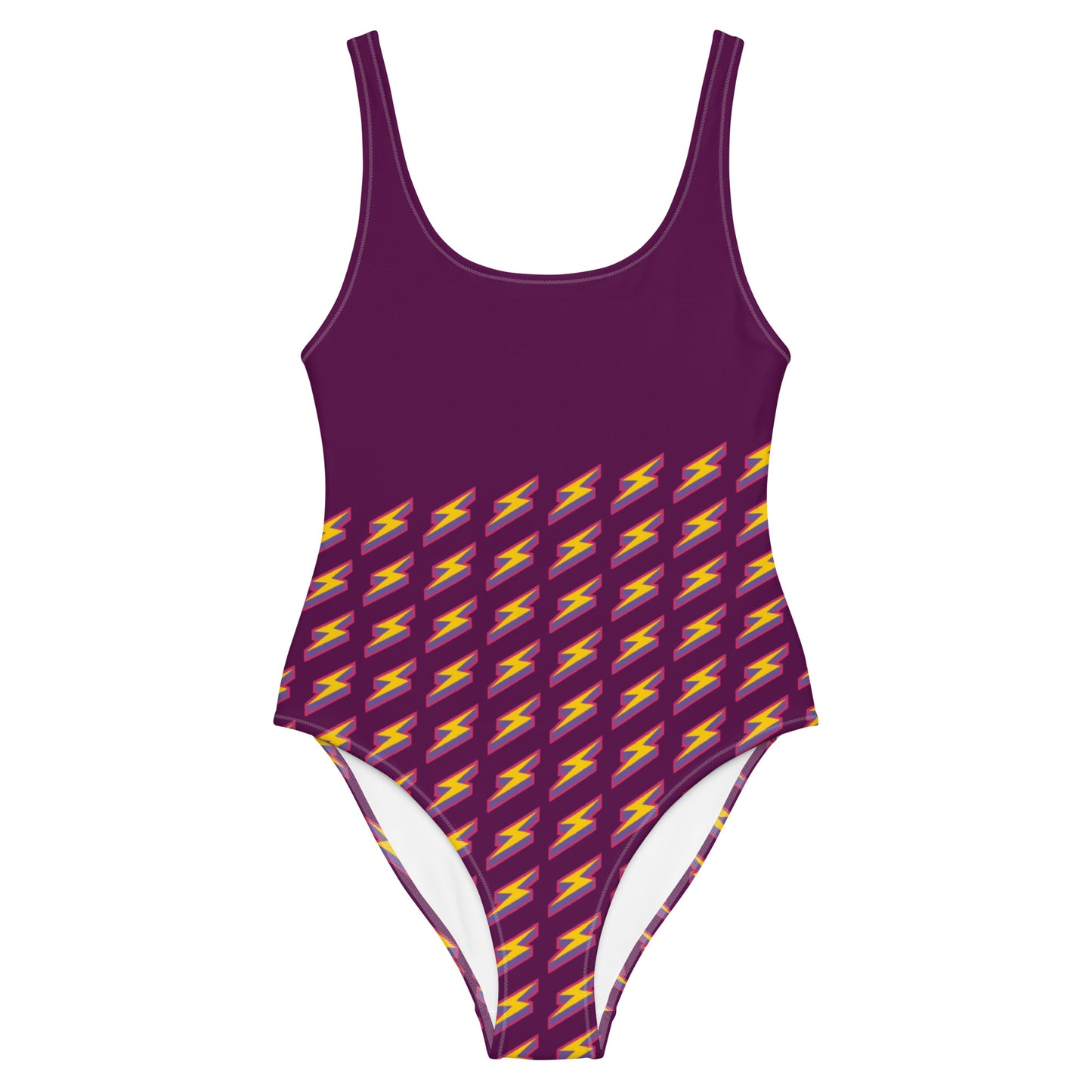 Intergalactic Lightning Bolt One-Piece Swimsuit (Purple)