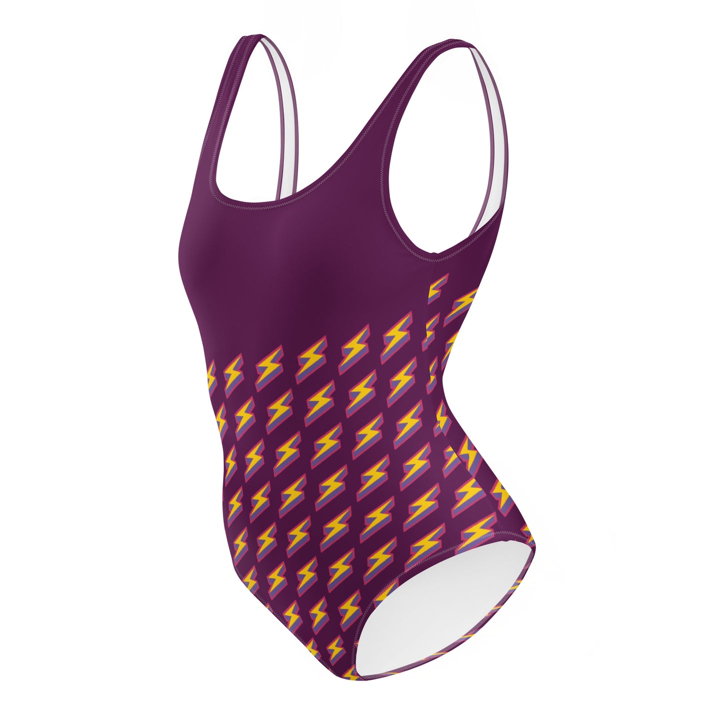 Intergalactic Lightning Bolt One-Piece Swimsuit (Purple)