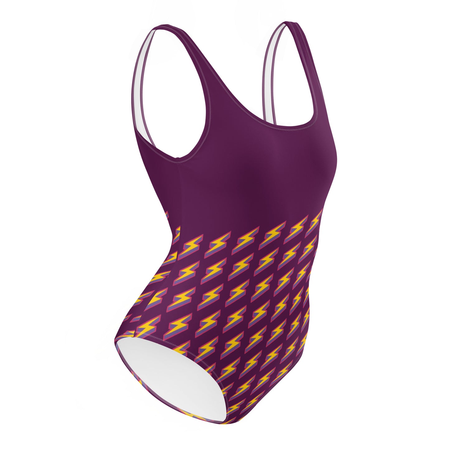 Intergalactic Lightning Bolt One-Piece Swimsuit (Purple)