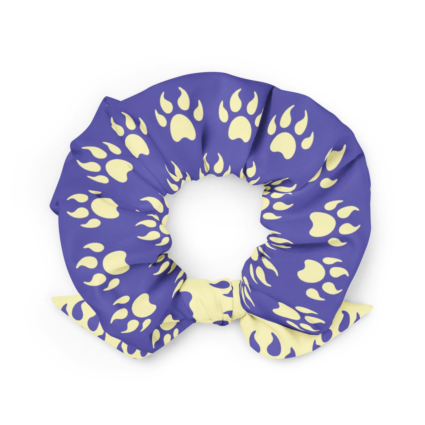Cat Paws (Yellow & Blue) Recycled Scrunchie
