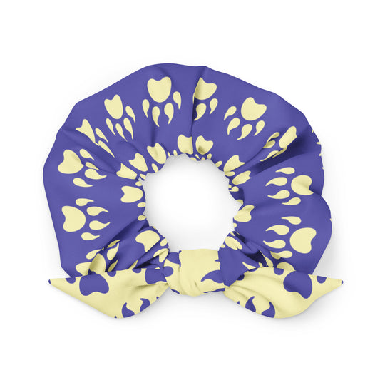 Cat Paws (Yellow & Blue) Recycled Scrunchie