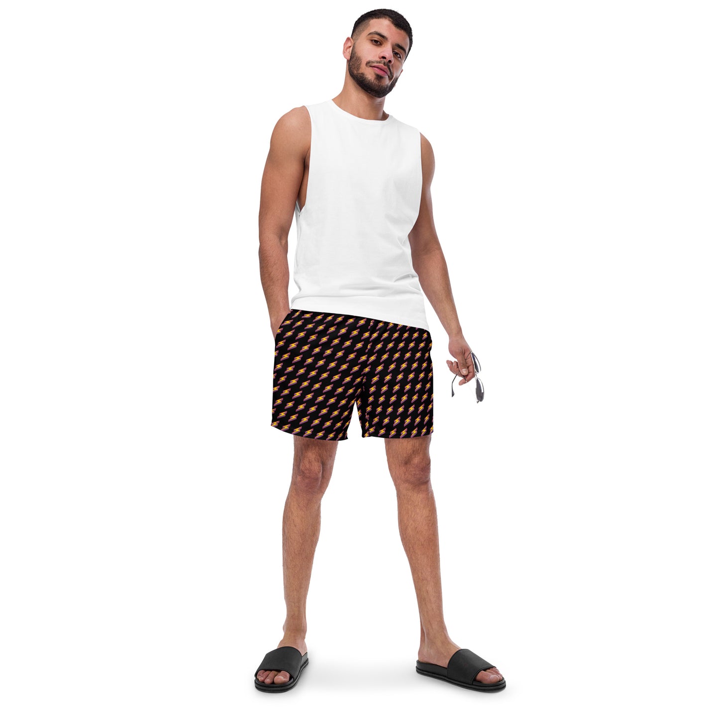 Intergalactic Lightning Bolts (Black) Swim Trunks