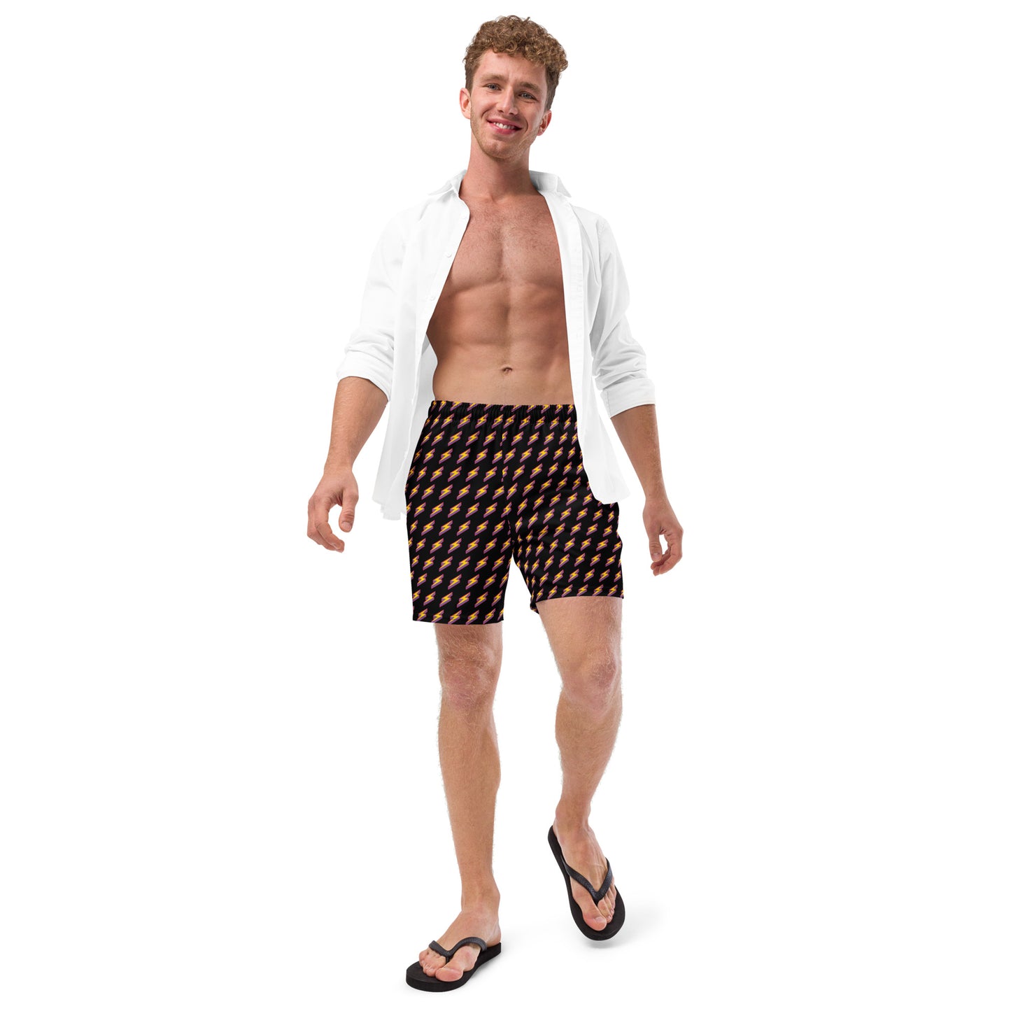 Intergalactic Lightning Bolts (Black) Swim Trunks