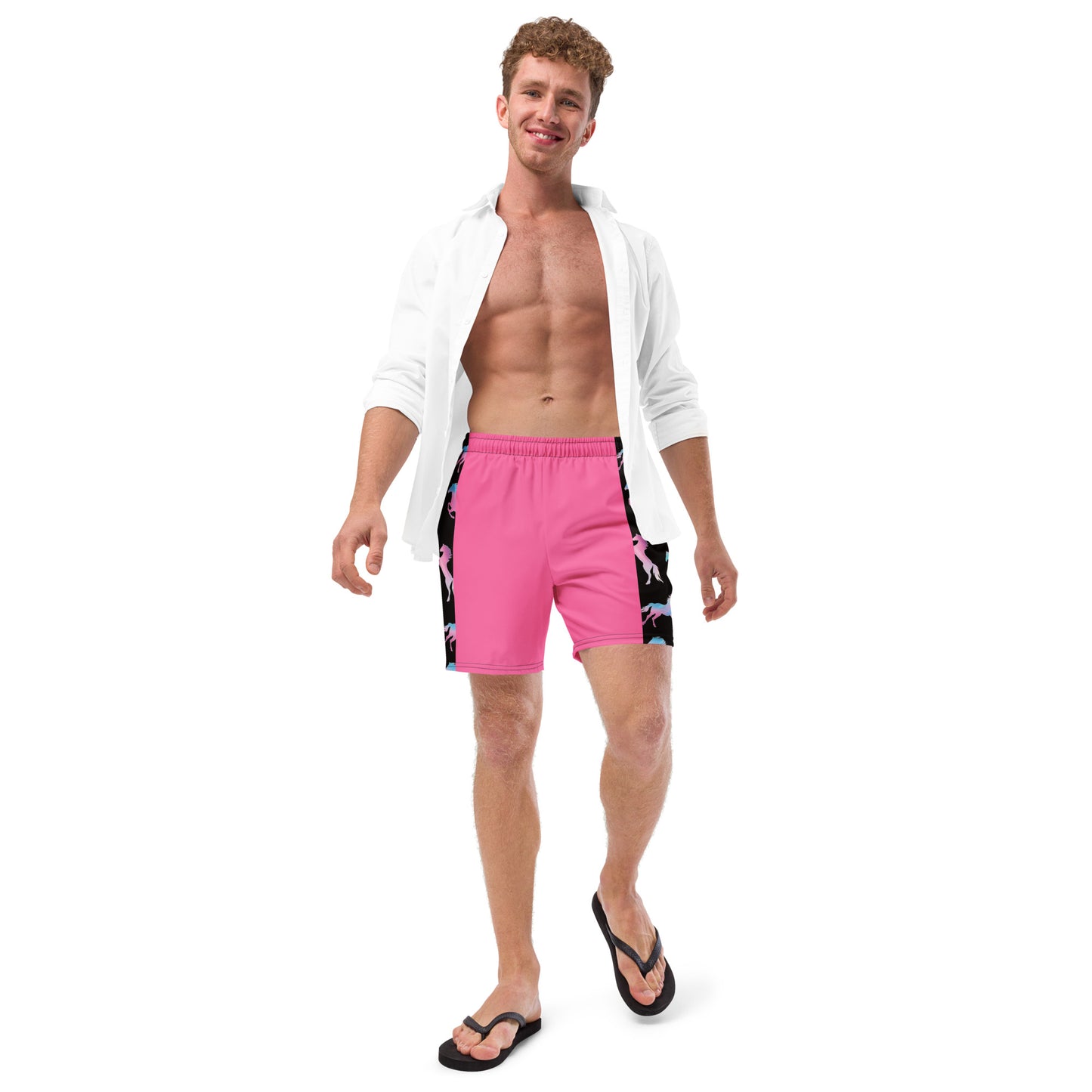 Ken & Barbie's Pink and Blue Horses Swim Trunks