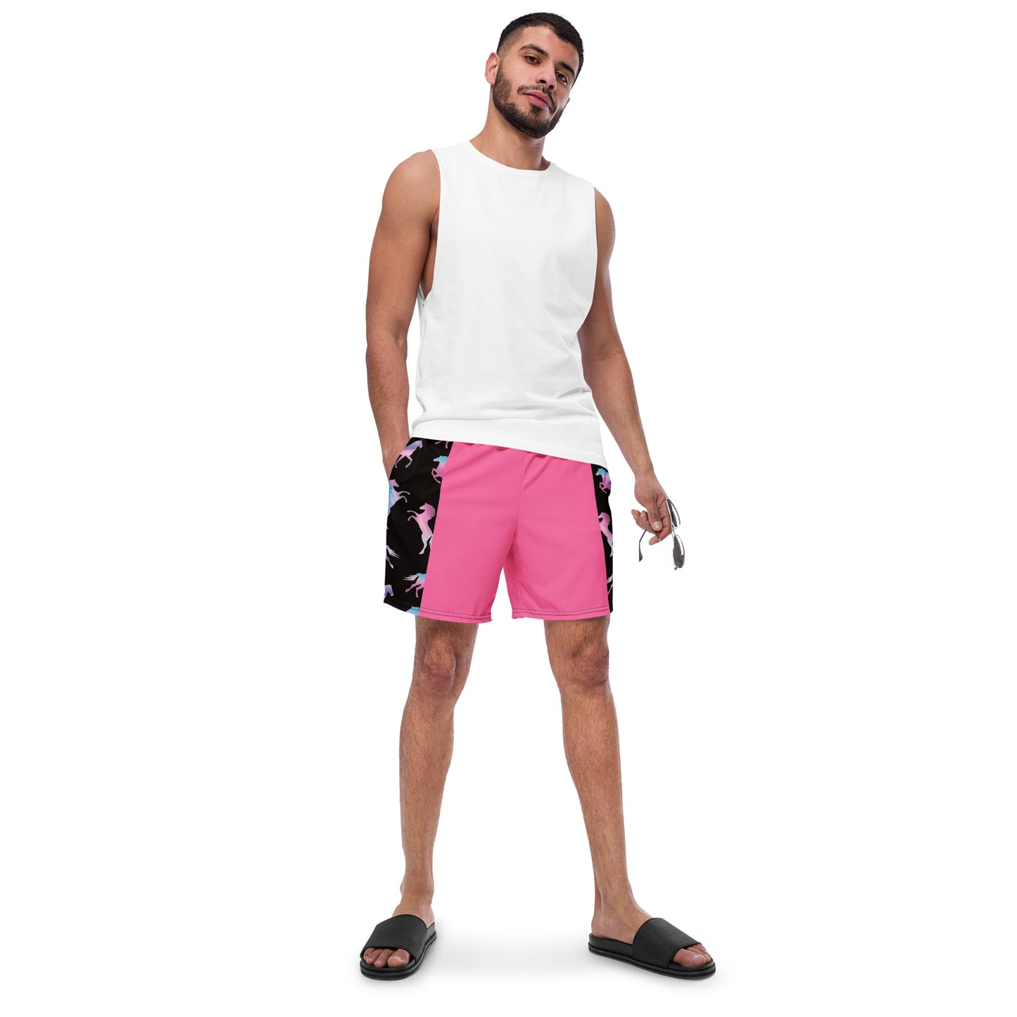 Ken & Barbie's Pink and Blue Horses Swim Trunks