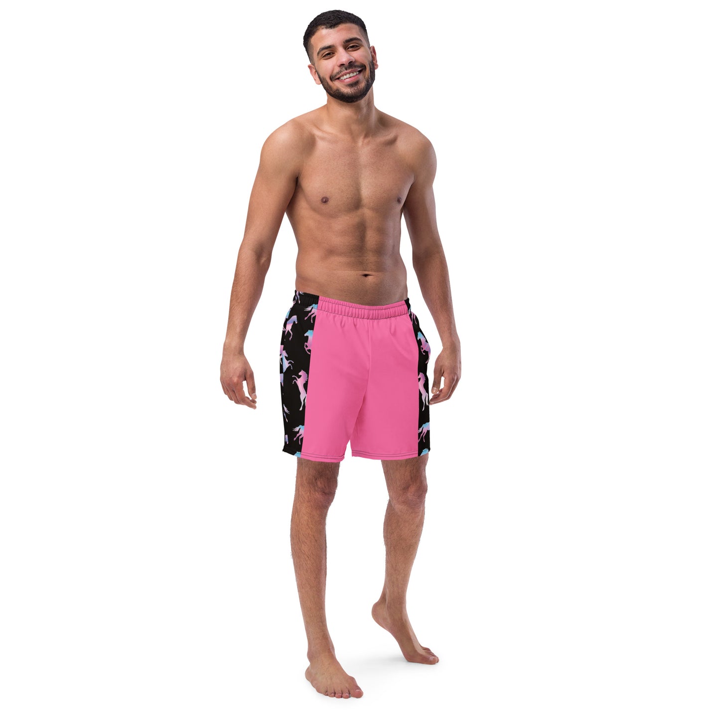 Ken & Barbie's Pink and Blue Horses Swim Trunks