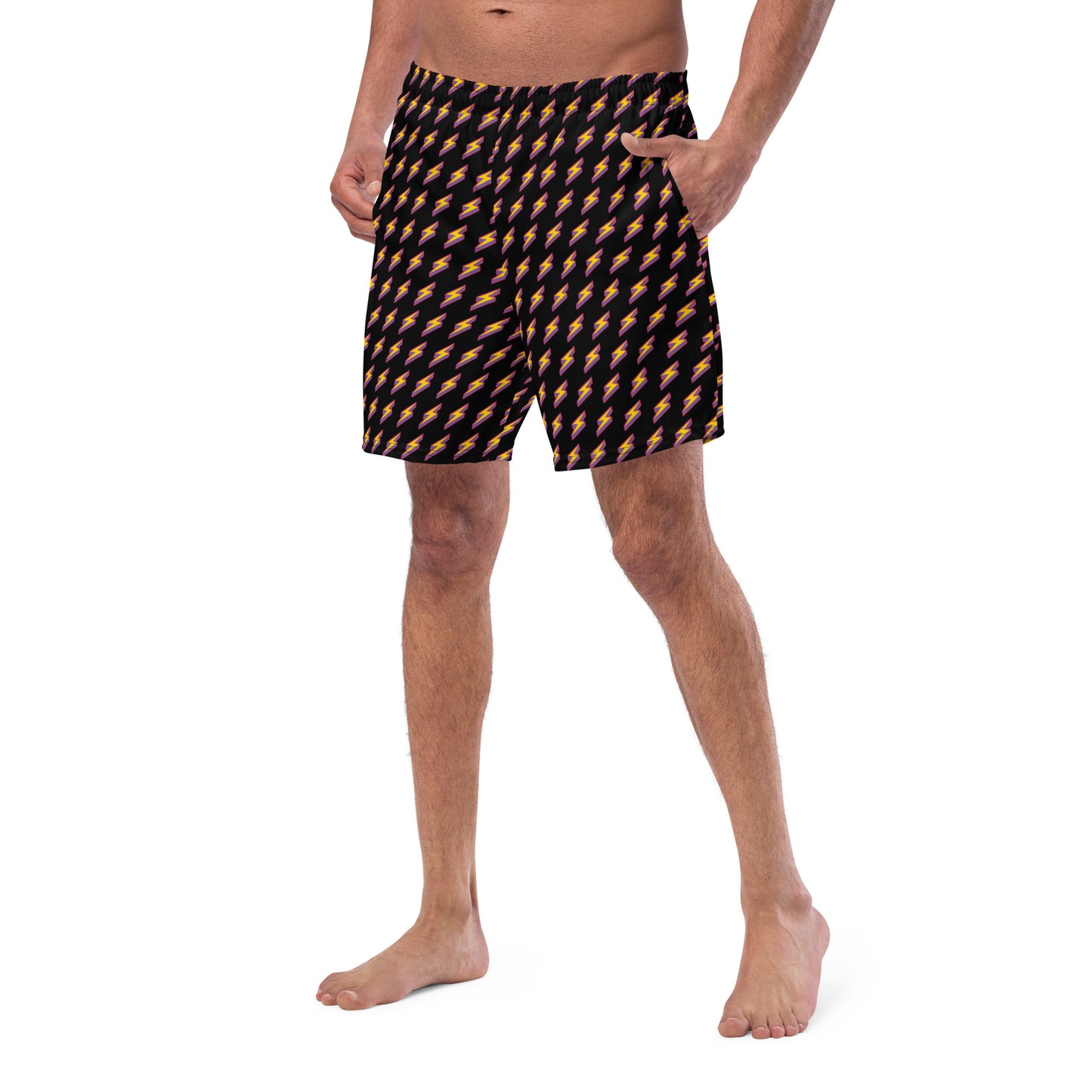 Intergalactic Lightning Bolts (Black) Swim Trunks