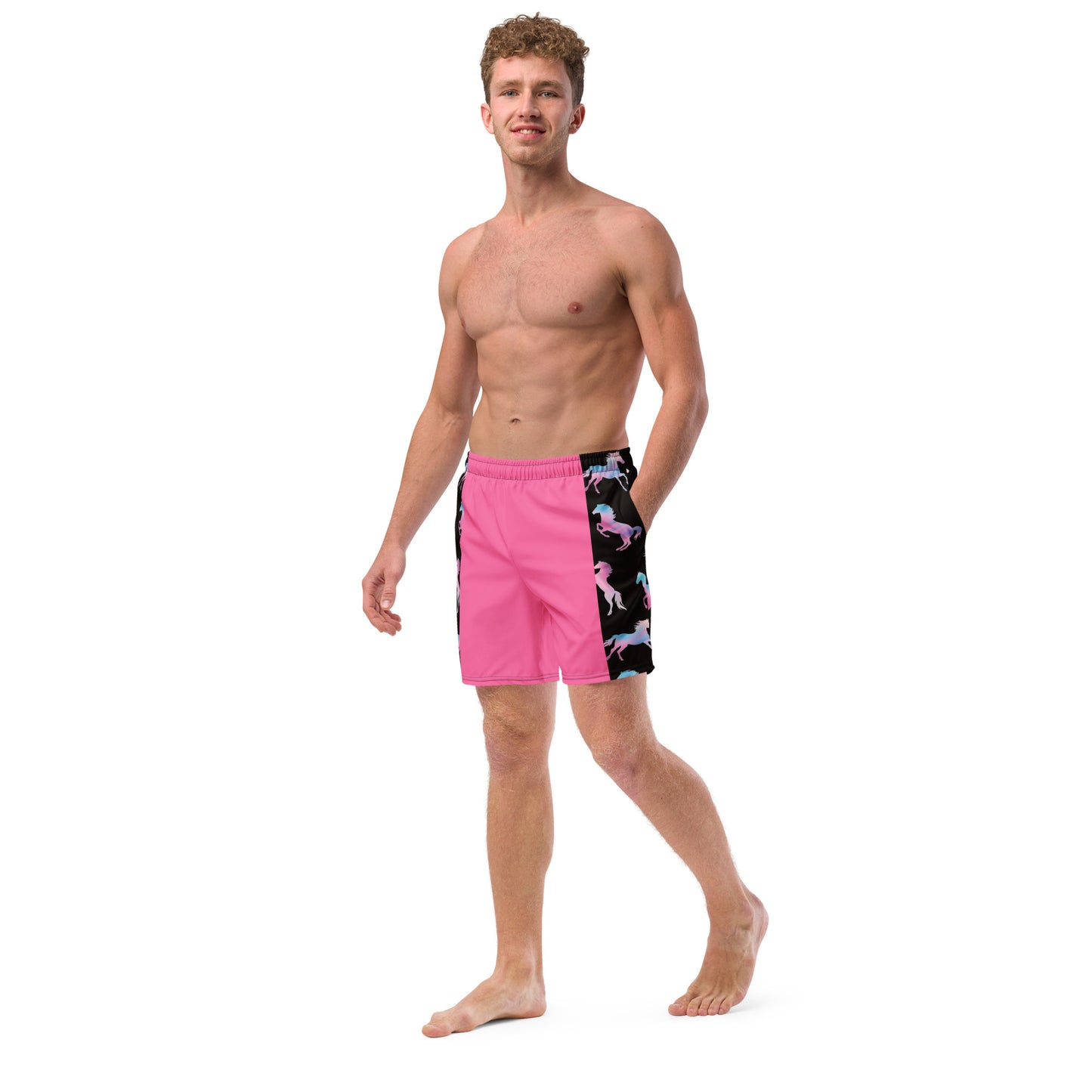 Ken & Barbie's Pink and Blue Horses Swim Trunks