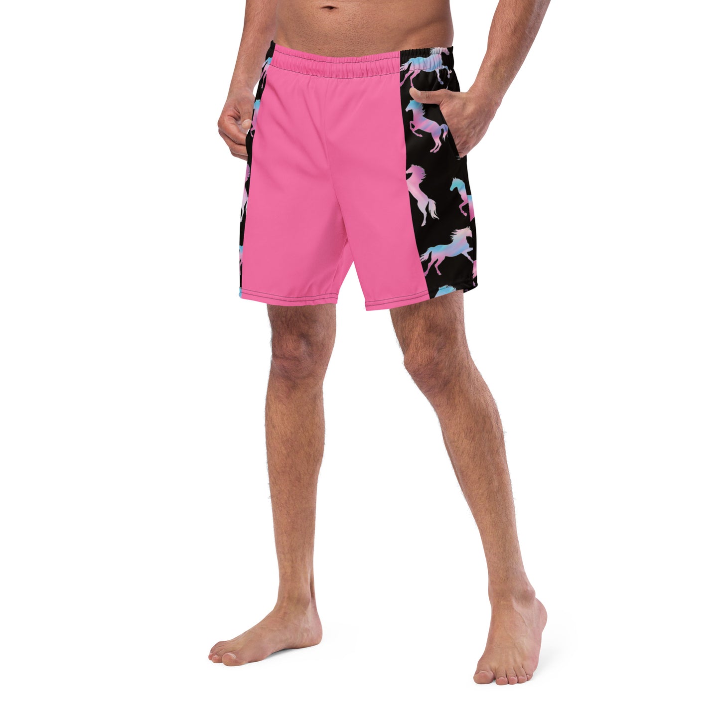Ken & Barbie's Pink and Blue Horses Swim Trunks