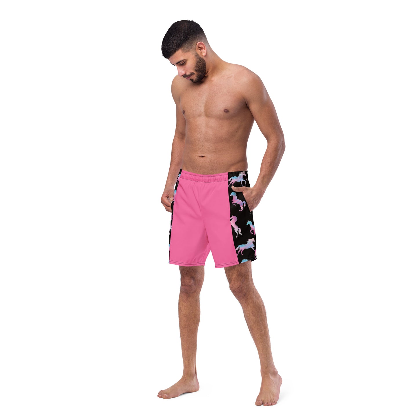 Ken & Barbie's Pink and Blue Horses Swim Trunks
