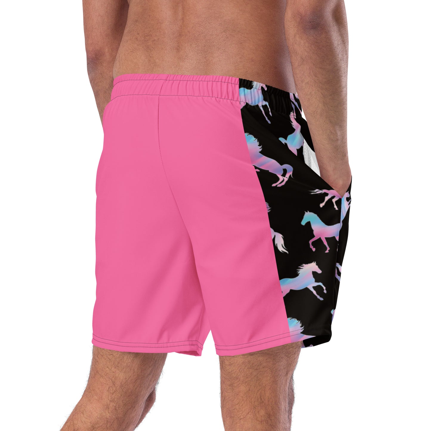 Ken & Barbie's Pink and Blue Horses Swim Trunks