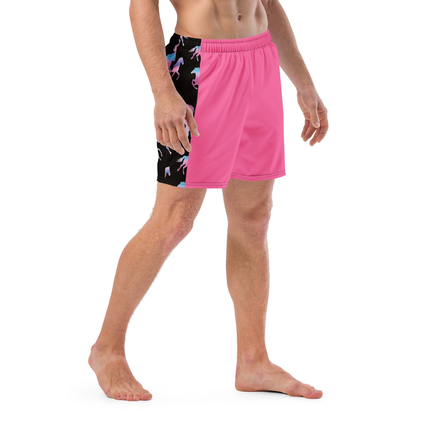 Ken & Barbie's Pink and Blue Horses Swim Trunks