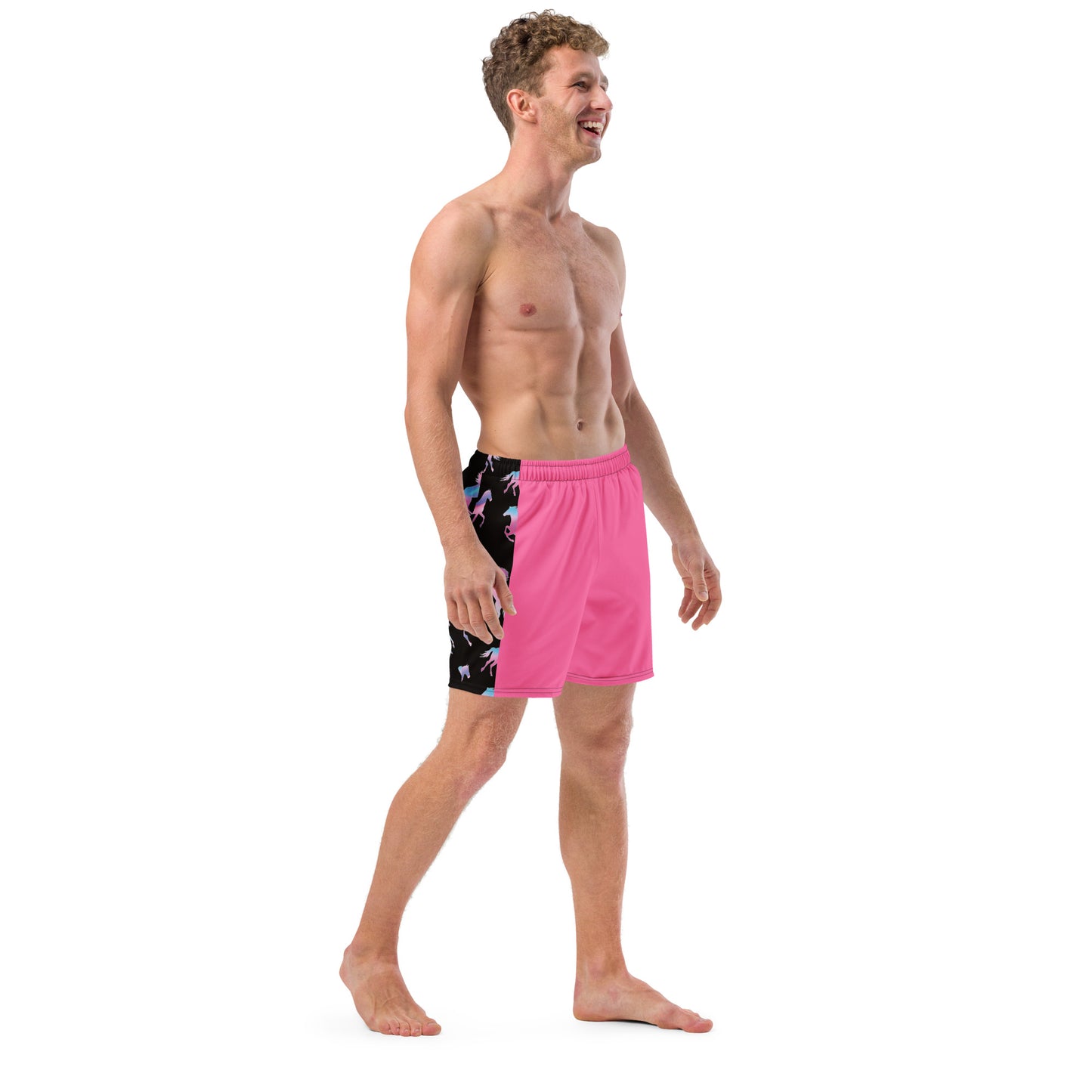 Ken & Barbie's Pink and Blue Horses Swim Trunks