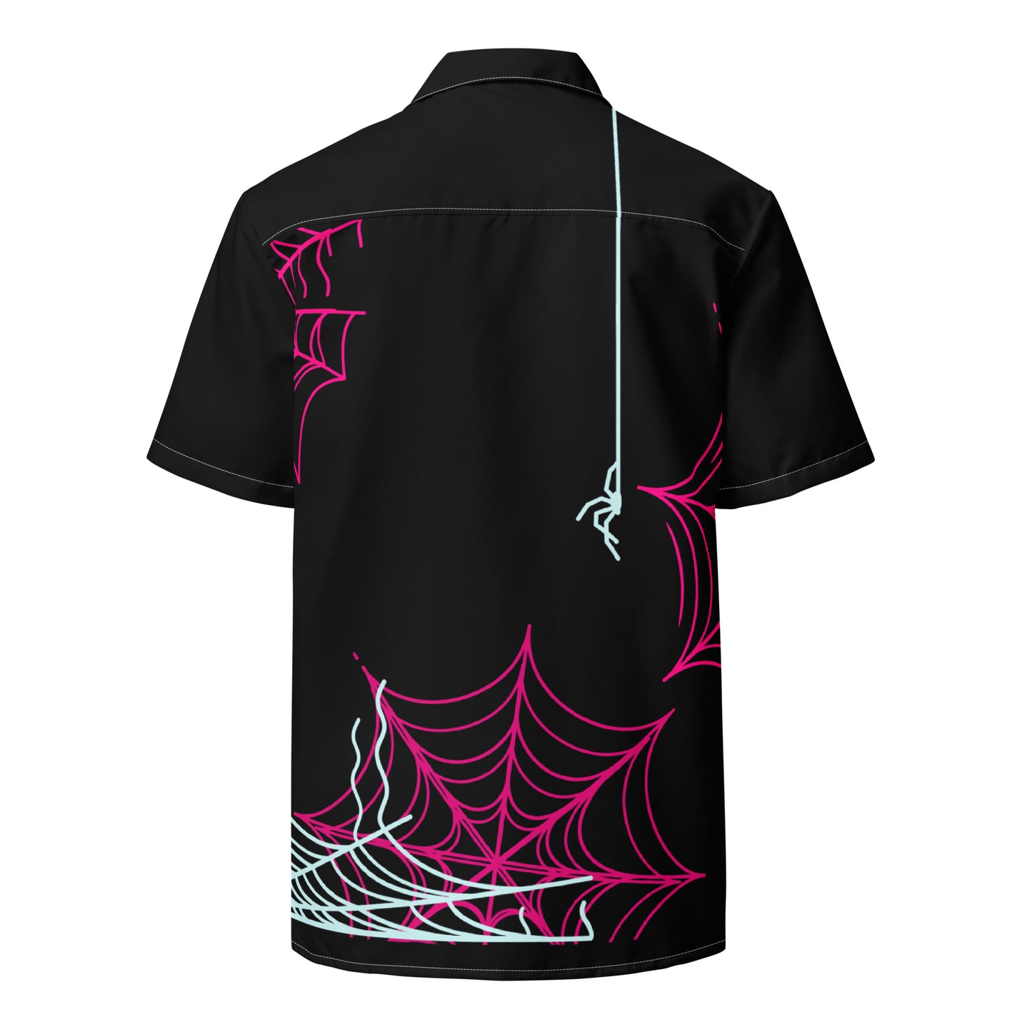 Spider-Gwen Webs (Black) Short Sleeve Button Shirt