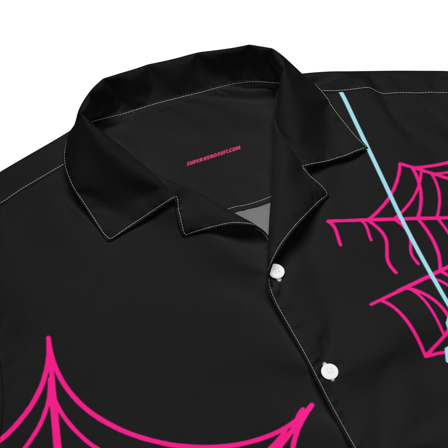 Spider-Gwen Webs (Black) Short Sleeve Button Shirt