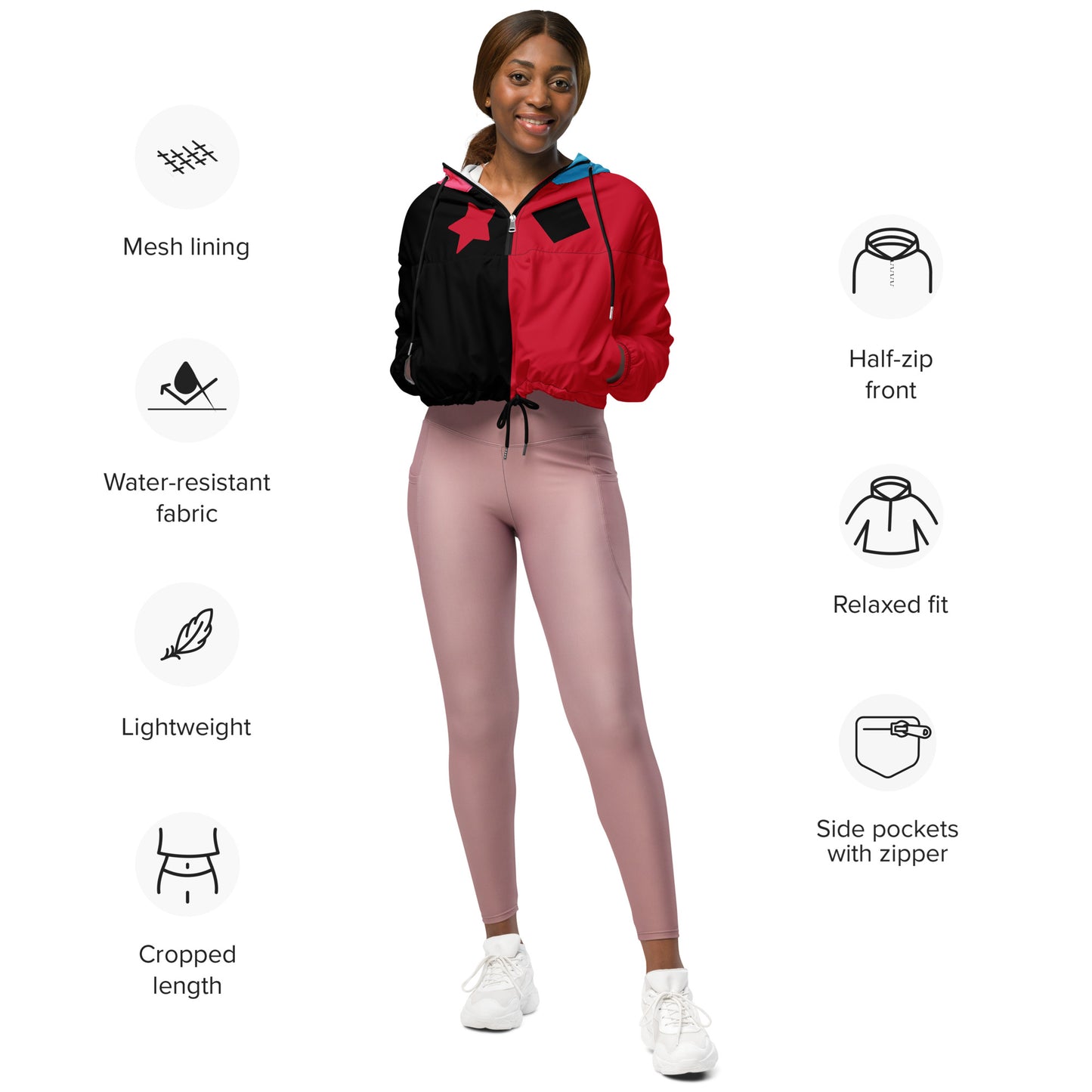 Harley Quinn Costume Half Zip Windbreaker