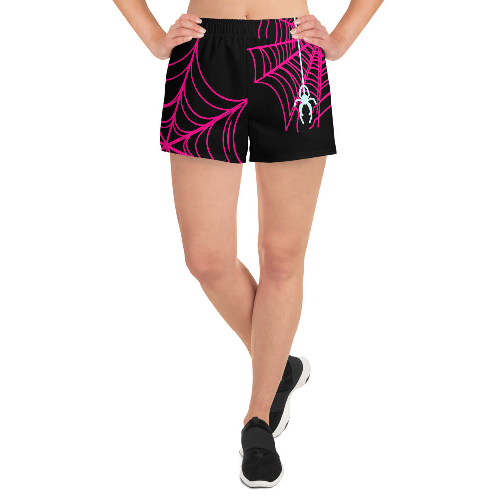 Spider-Gwen Webs (Black) Women’s Recycled Athletic Shorts