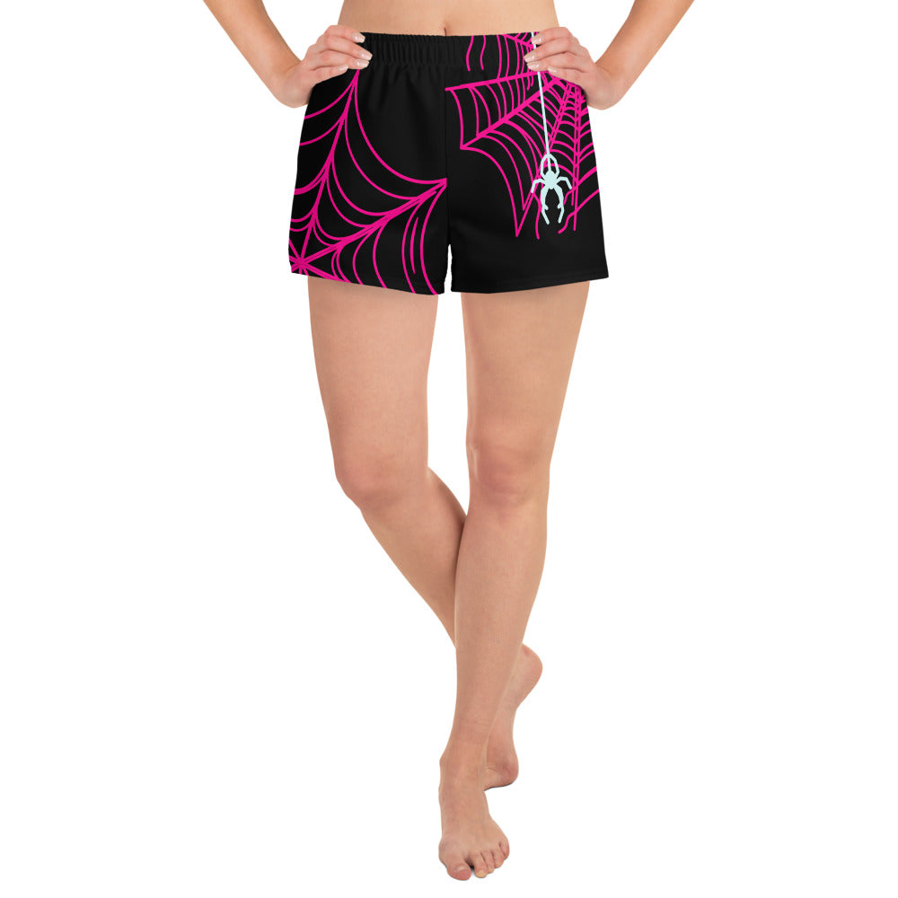 Spider-Gwen Webs (Black) Women’s Recycled Athletic Shorts