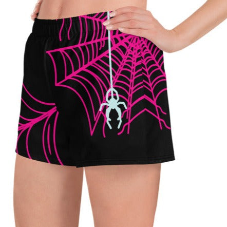 Spider-Gwen Webs (Black) Women’s Recycled Athletic Shorts