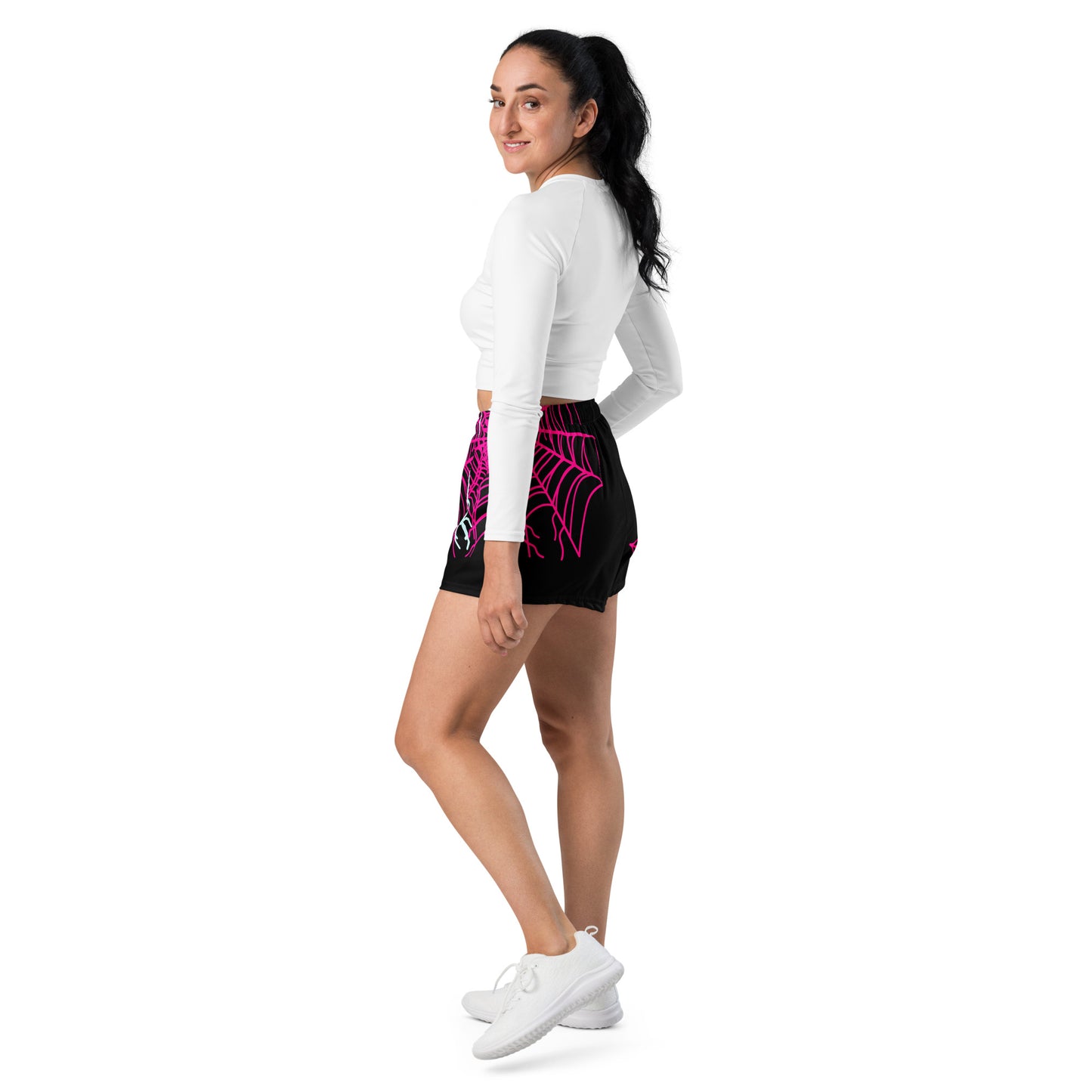 Spider-Gwen Webs (Black) Women’s Recycled Athletic Shorts