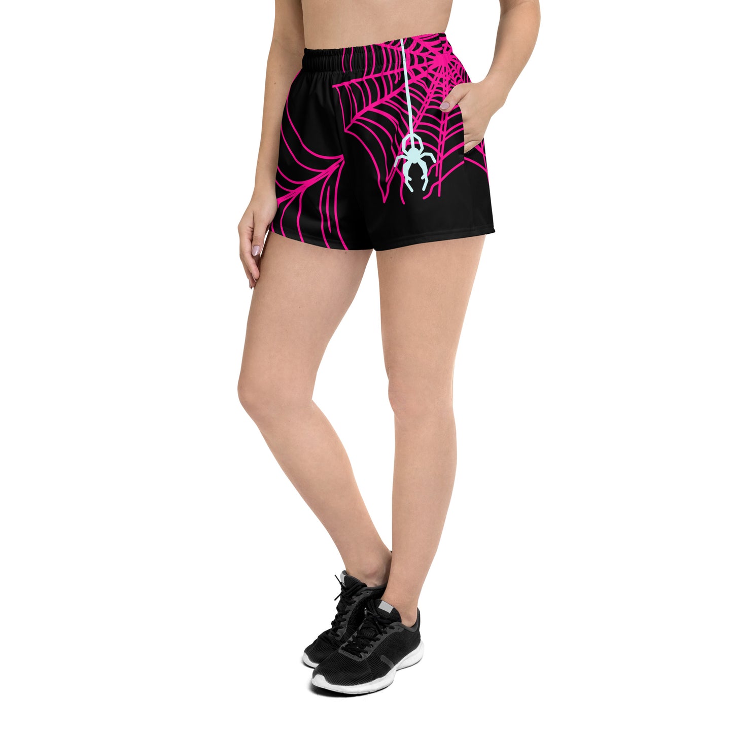 Spider-Gwen Webs (Black) Women’s Recycled Athletic Shorts