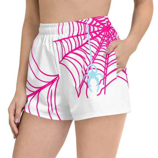 Spider-Gwen Webs (White) Women’s Recycled Athletic Shorts