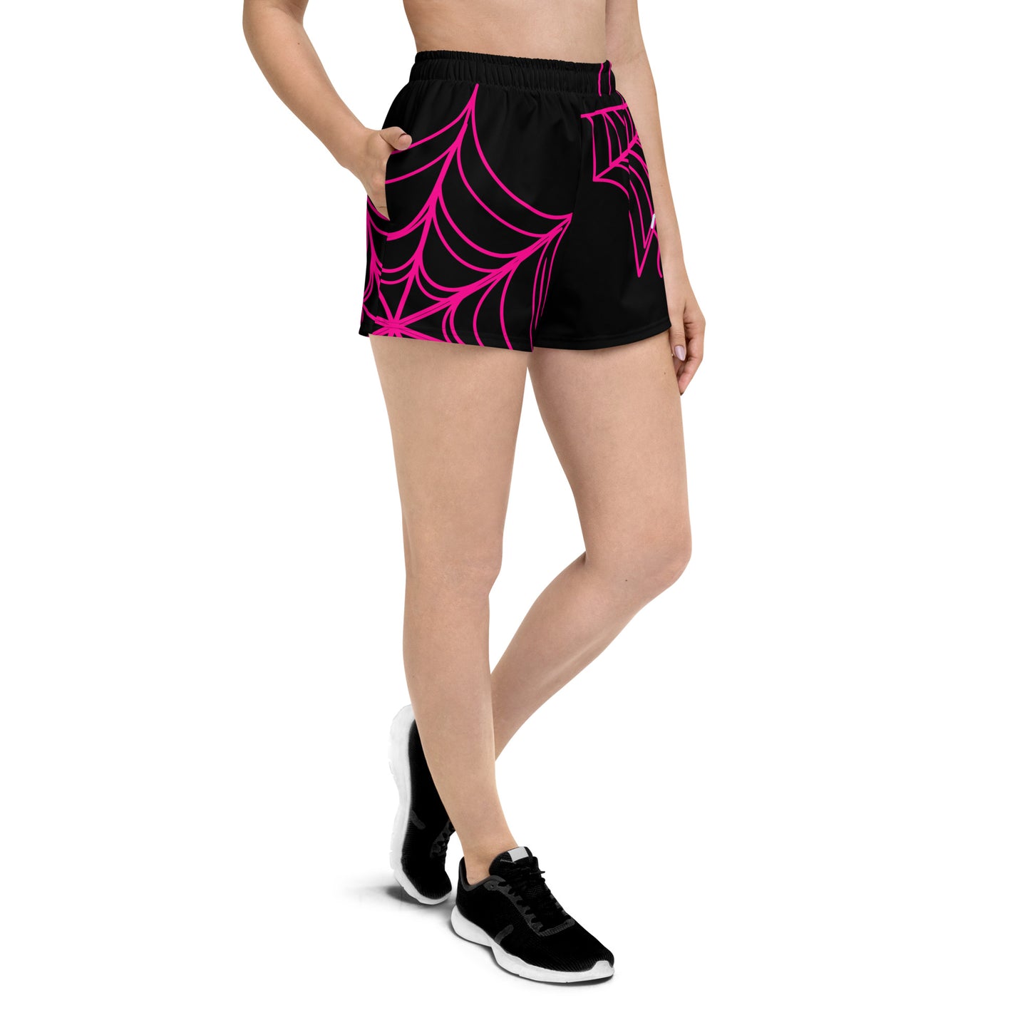 Spider-Gwen Webs (Black) Women’s Recycled Athletic Shorts