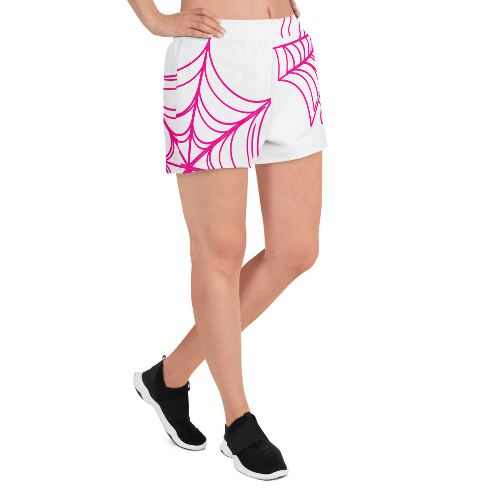 Spider-Gwen Webs (White) Women’s Recycled Athletic Shorts