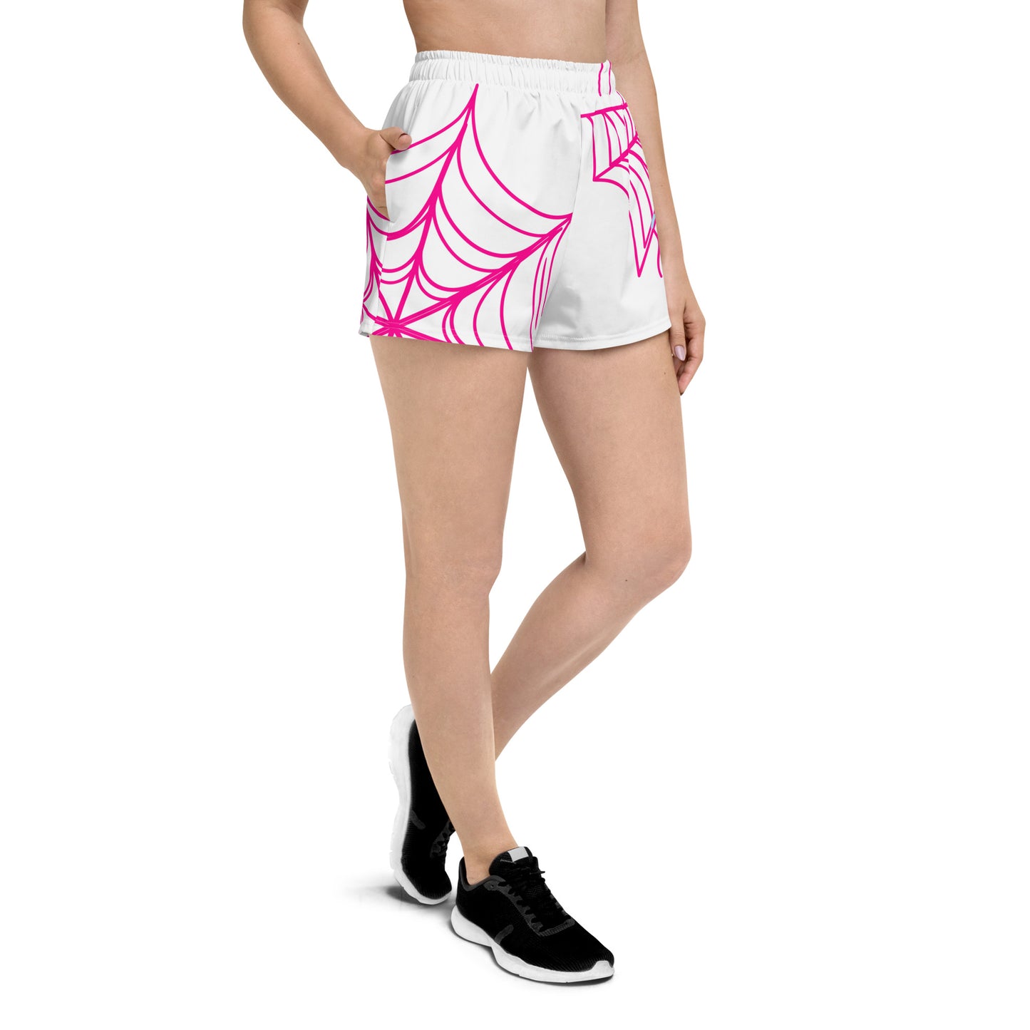 Spider-Gwen Webs (White) Women’s Recycled Athletic Shorts