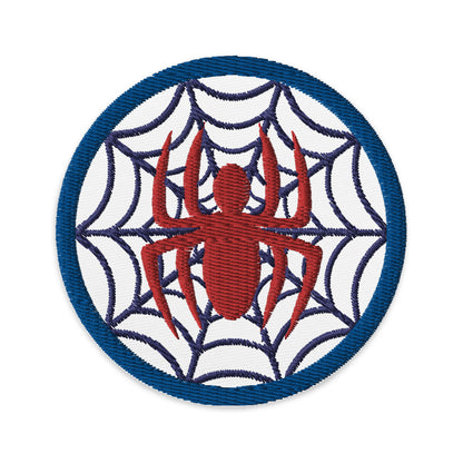 Classic Red Spider-Man Logo with Blue Web Embroidered Iron-on/Sew-on Patch