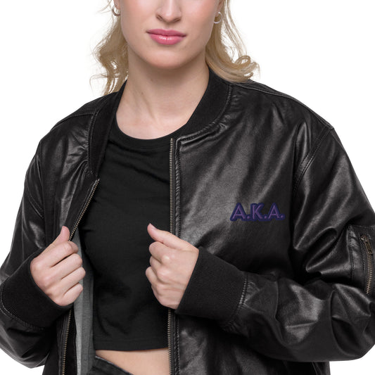 "A.K.A." Jessica Jones Costume Embroidered Leather Bomber Jacket