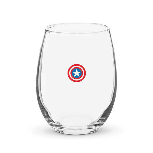 Captain America Shield Stemless Wine Glass