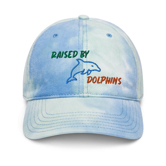 Raised By Dolphins Tie Dye Embroidered Hat