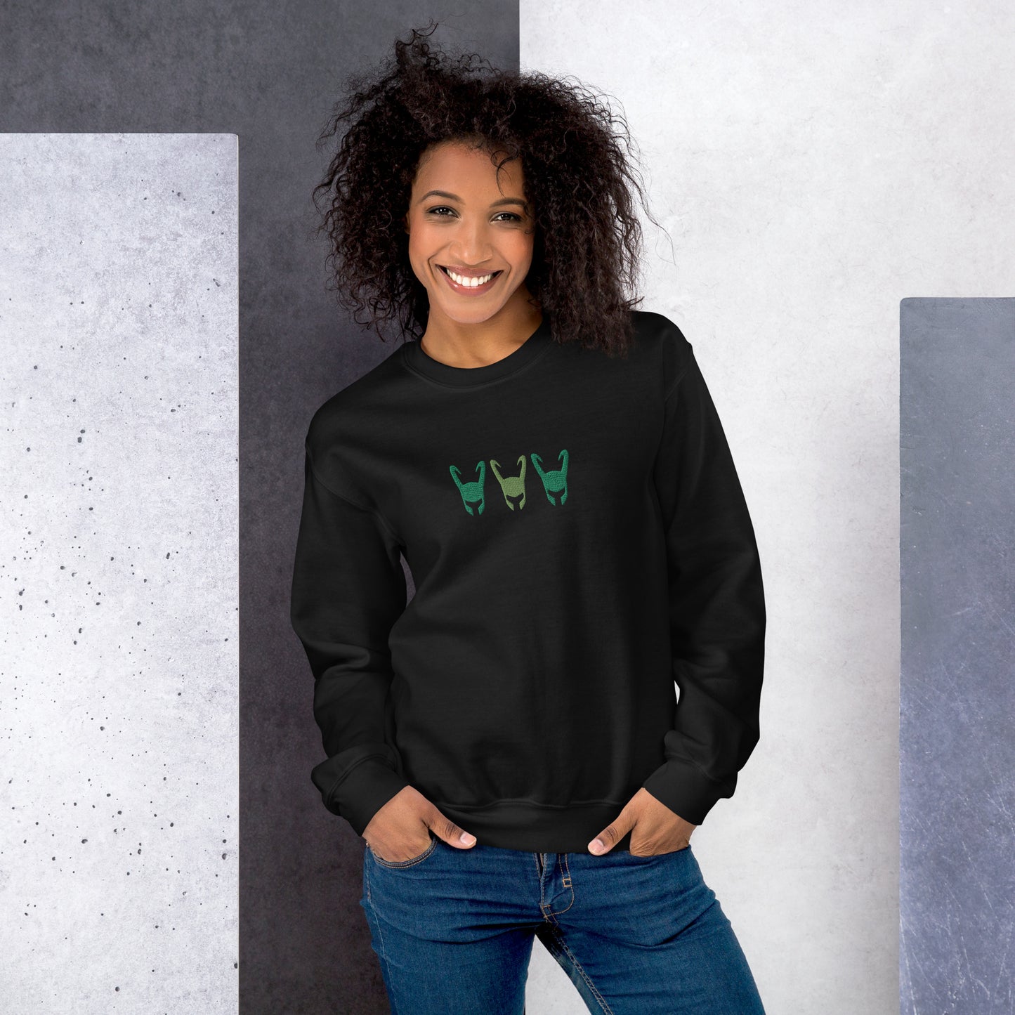 Loki Helmet Unisex Embroidered Sweatshirt