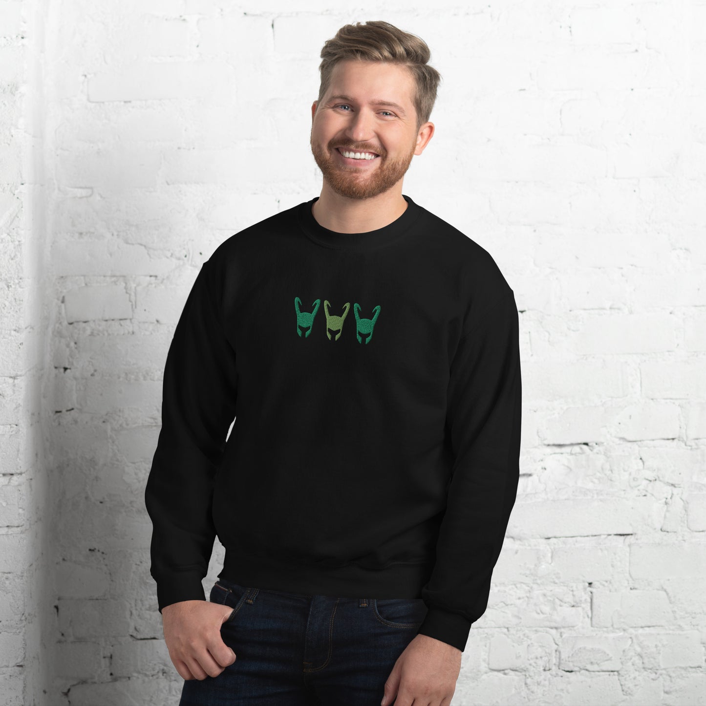 Loki Helmet Unisex Embroidered Sweatshirt
