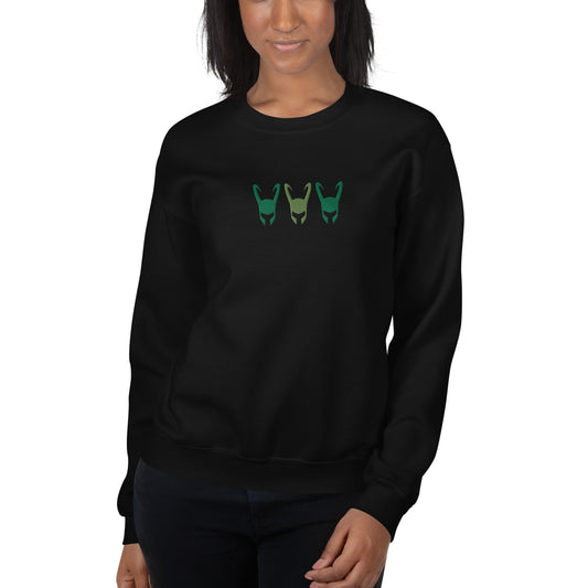 Loki Helmet Unisex Embroidered Sweatshirt
