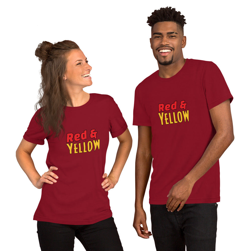 Red & Yellow Deadpool & Wolverine Unisex Tee