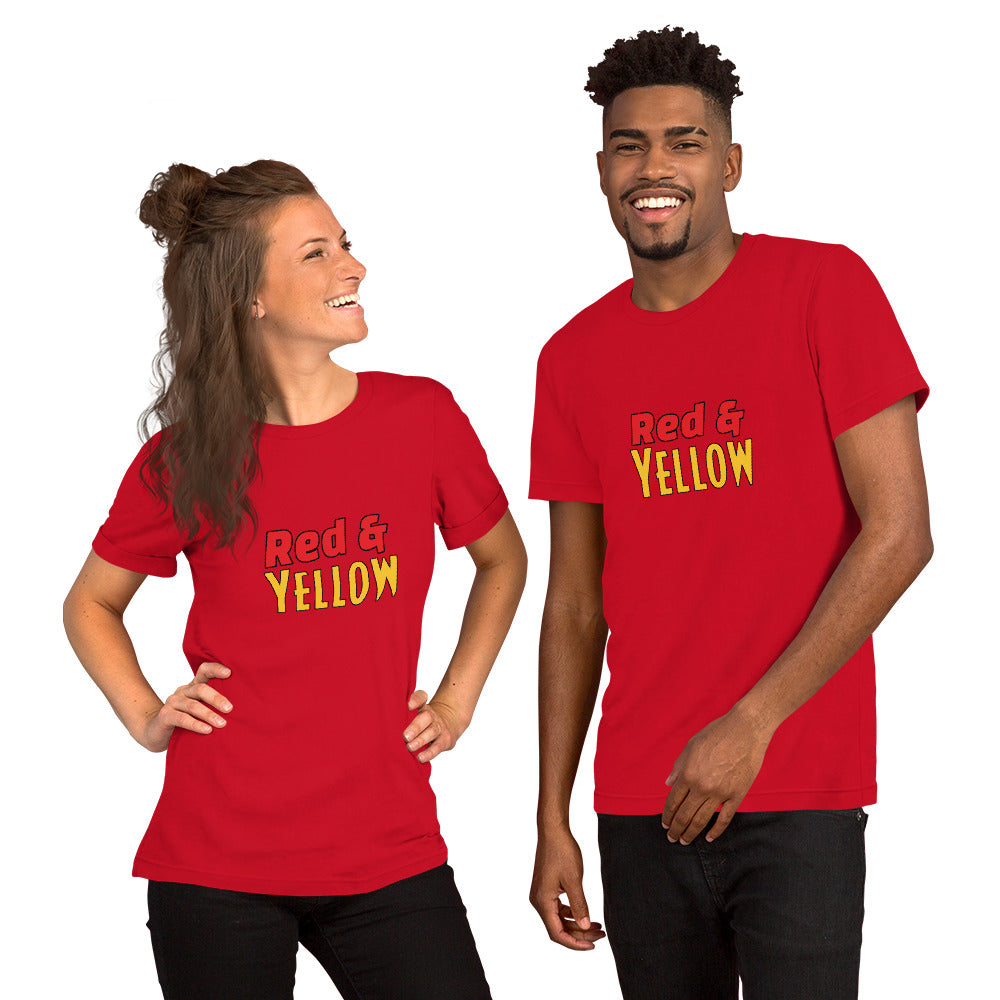 Red & Yellow Deadpool & Wolverine Unisex Tee